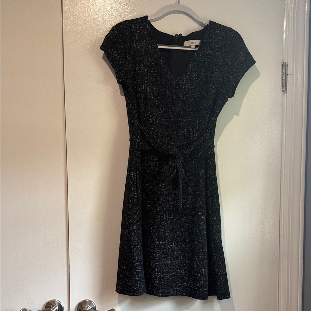 LOFT Black Textured Mini Dress